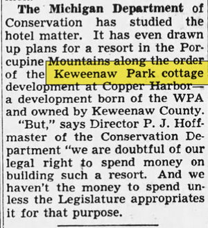 Keweenaw Park Cottages - Aug 02 1945 Article